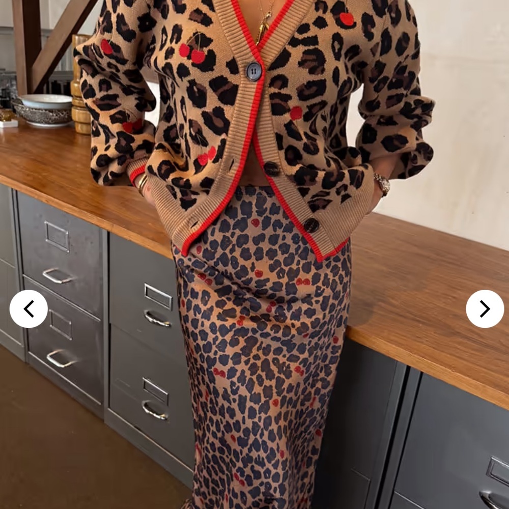 NWT Never Fully Dressed Cherry Leopard Cardigan - XL  and Dorris Skirt - US18